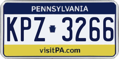 PA license plate KPZ3266