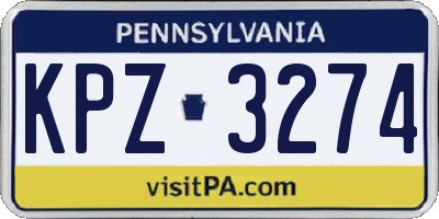 PA license plate KPZ3274