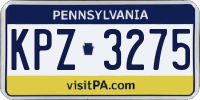 PA license plate KPZ3275