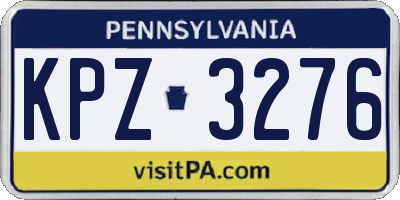 PA license plate KPZ3276