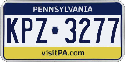 PA license plate KPZ3277