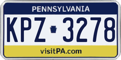 PA license plate KPZ3278