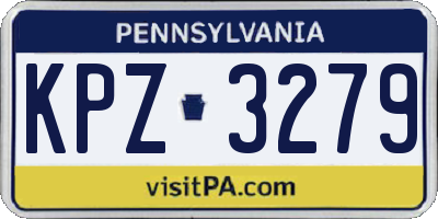 PA license plate KPZ3279