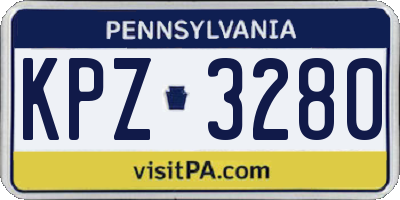 PA license plate KPZ3280