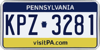 PA license plate KPZ3281