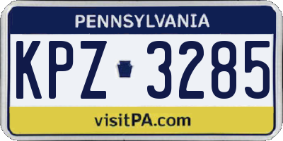 PA license plate KPZ3285