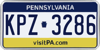 PA license plate KPZ3286
