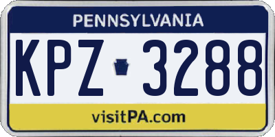 PA license plate KPZ3288