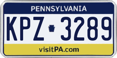 PA license plate KPZ3289