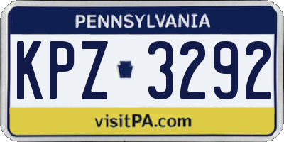 PA license plate KPZ3292