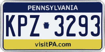 PA license plate KPZ3293