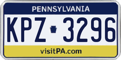 PA license plate KPZ3296