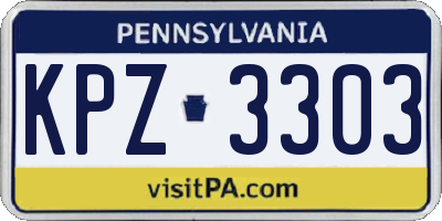 PA license plate KPZ3303