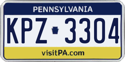 PA license plate KPZ3304