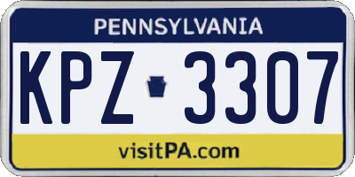 PA license plate KPZ3307