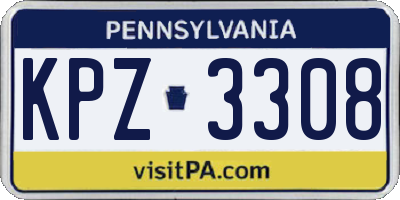 PA license plate KPZ3308