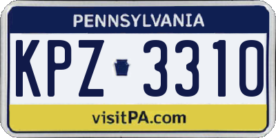 PA license plate KPZ3310