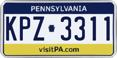 PA license plate KPZ3311