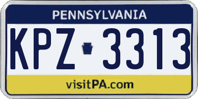 PA license plate KPZ3313