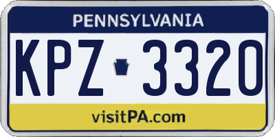PA license plate KPZ3320
