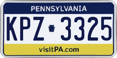PA license plate KPZ3325
