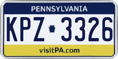 PA license plate KPZ3326