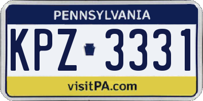 PA license plate KPZ3331