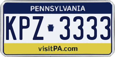 PA license plate KPZ3333