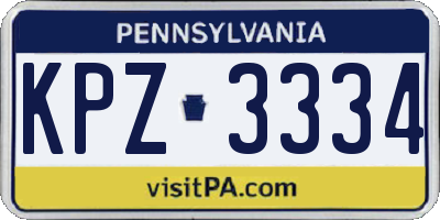 PA license plate KPZ3334