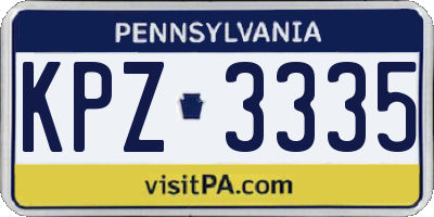 PA license plate KPZ3335
