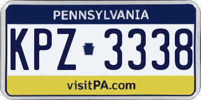 PA license plate KPZ3338