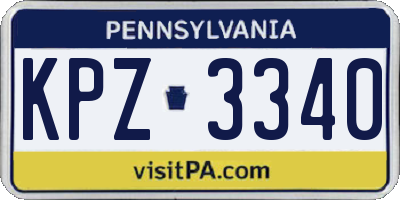 PA license plate KPZ3340