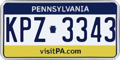 PA license plate KPZ3343