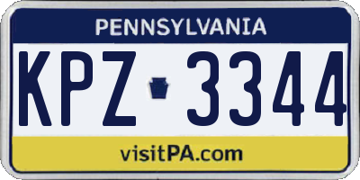 PA license plate KPZ3344