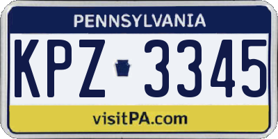 PA license plate KPZ3345