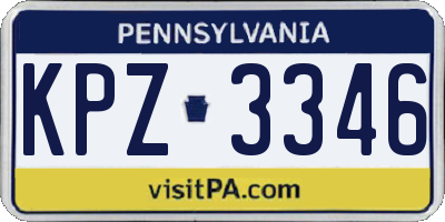 PA license plate KPZ3346