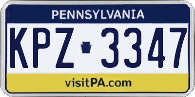 PA license plate KPZ3347
