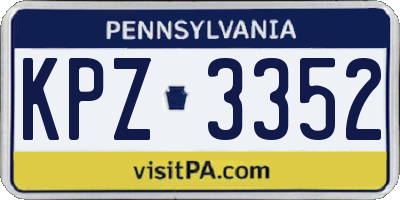 PA license plate KPZ3352