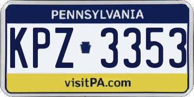 PA license plate KPZ3353