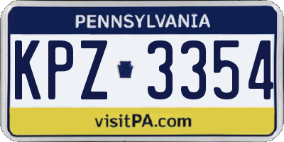 PA license plate KPZ3354