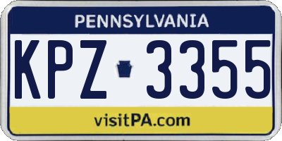 PA license plate KPZ3355
