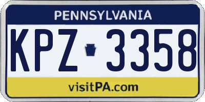 PA license plate KPZ3358
