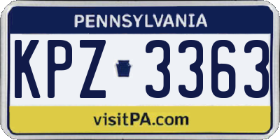PA license plate KPZ3363