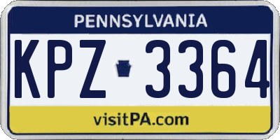 PA license plate KPZ3364
