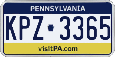 PA license plate KPZ3365
