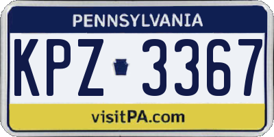PA license plate KPZ3367