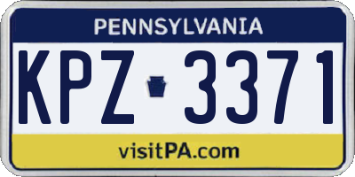 PA license plate KPZ3371