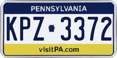 PA license plate KPZ3372