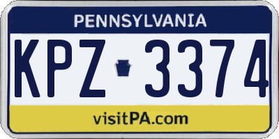 PA license plate KPZ3374