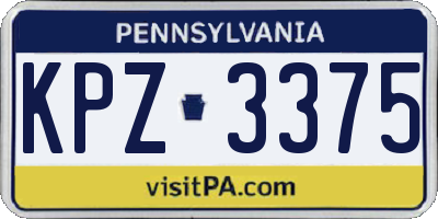 PA license plate KPZ3375